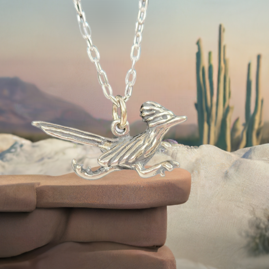 Sterling Silver Roadrunner Pendant Necklace
