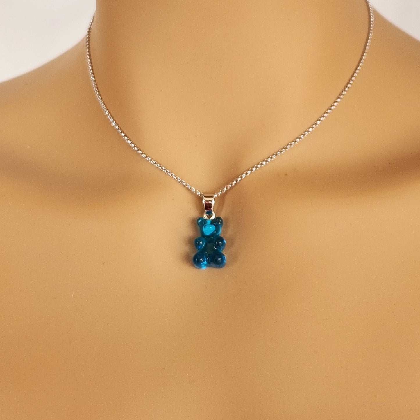 Gummi Bear Pendant Necklace - Sterling Silver Chain, Kids Jewelry