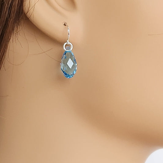 Aquamarine Crystal Drop Earrings - March Birthstone, Bridal Jewelry