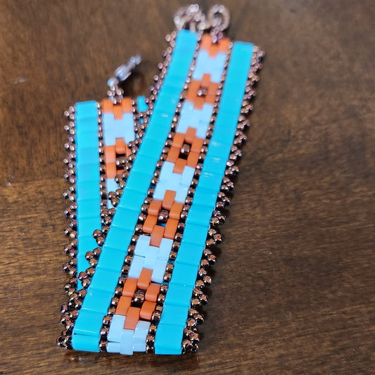 Handcrafted Seed Bead Bracelet - Southwest Geometric Design