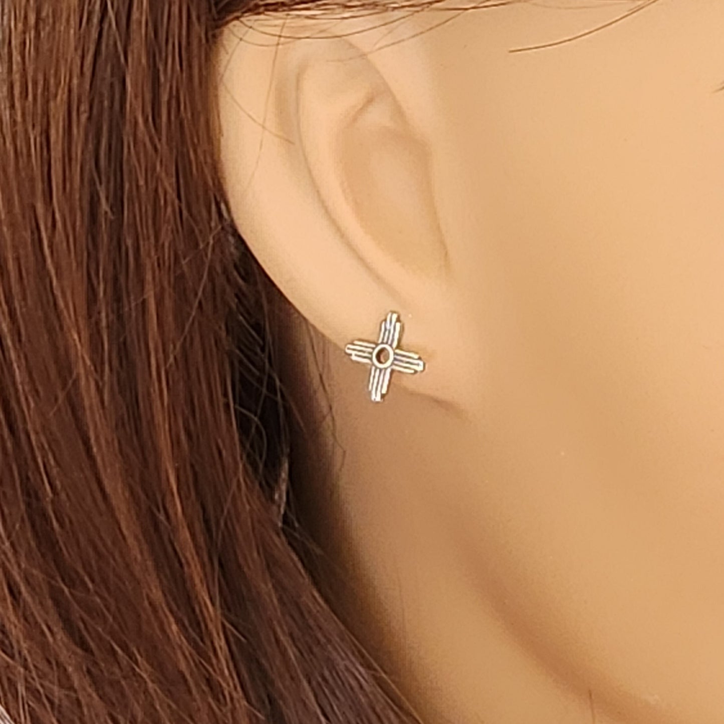 Zia Sun Earrings, Western Post Earrings, Gift For Her, Sacred Sun, Native American Sun Earrings, New Mexico, Pueblo Design, Sterling Silver