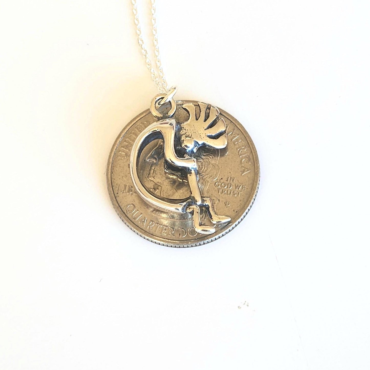 Sterling Silver Kokopelli Necklace - 3D Southwest Pendant - Native American Inspired Jewelry