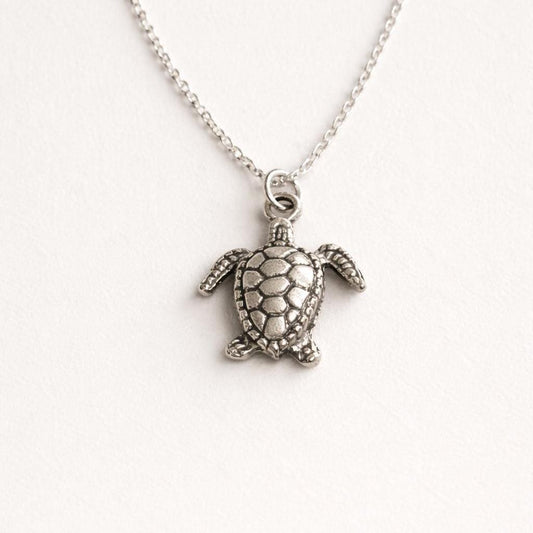 Antique Silver Sea Turtle Necklace – Minimal Coastal Everyday Jewelry