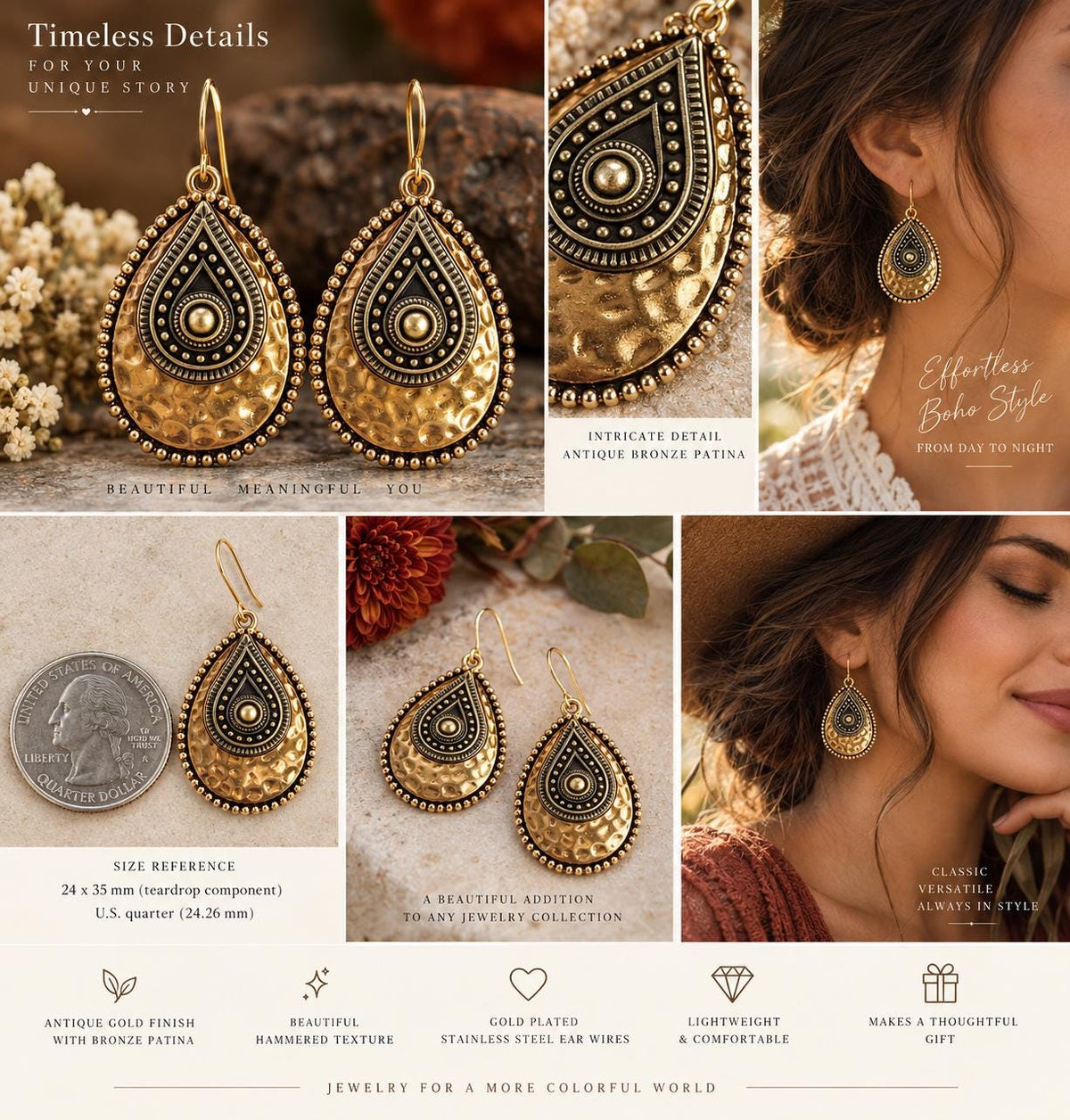 Southwest Teardrop Dangles – Antique Bronze, Desert-Inspired Artisan Jewelry, Rustic Western Style