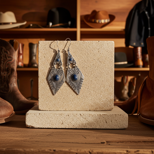 Antique Silver Etched Heart Earrings