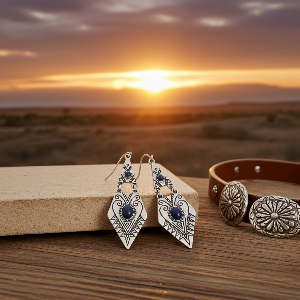 Antique Silver Etched Heart Earrings