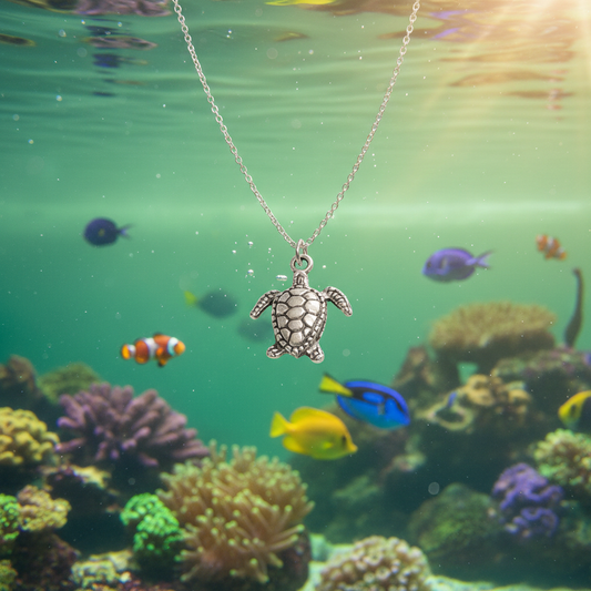 Antique Silver Sea Turtle Necklace – Minimal Coastal Everyday Jewelry