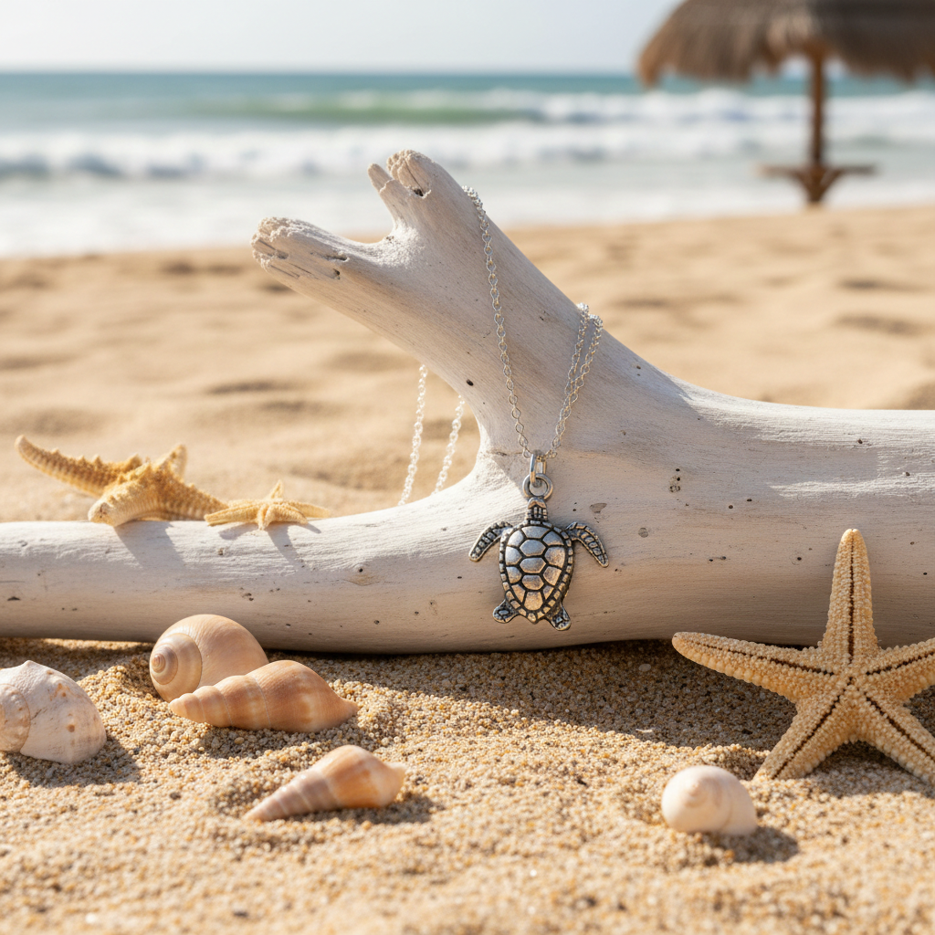 Antique Silver Sea Turtle Necklace – Minimal Coastal Everyday Jewelry