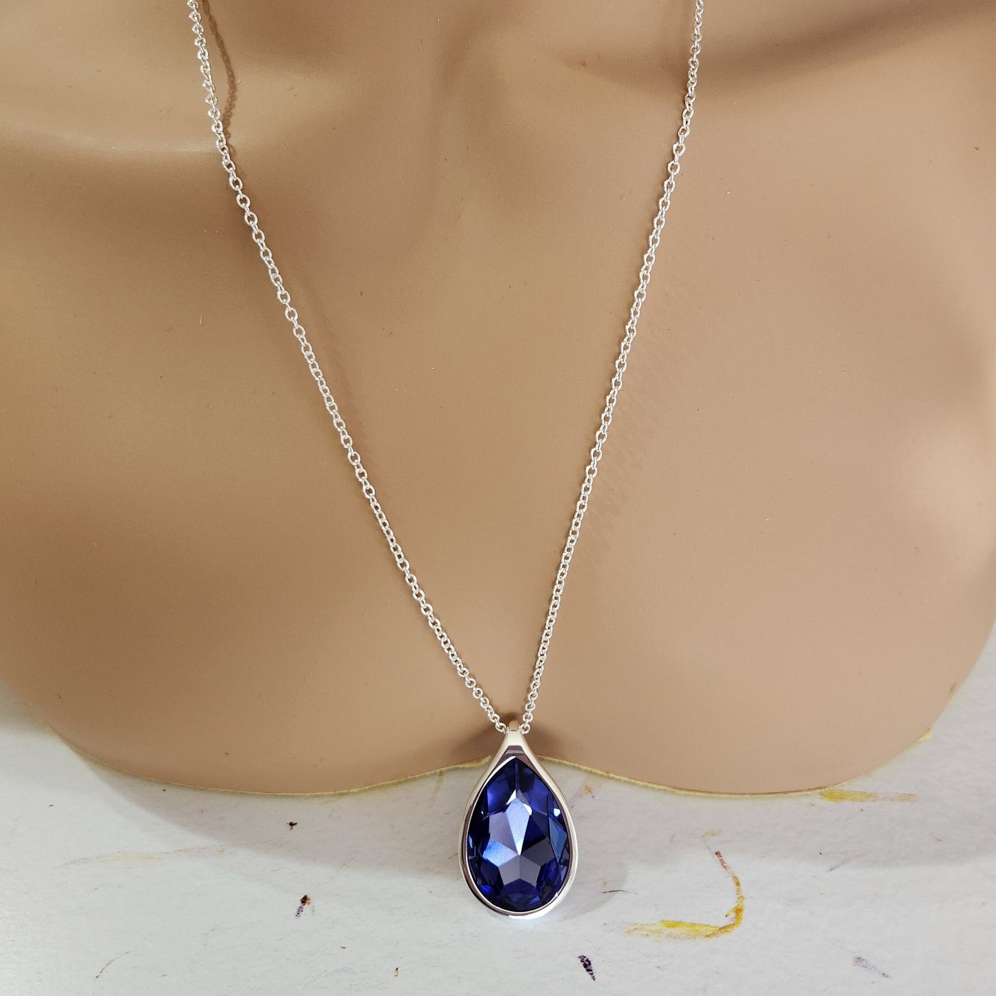 Crystal Pear Pendant Necklace - Teardrop Statement Jewelry