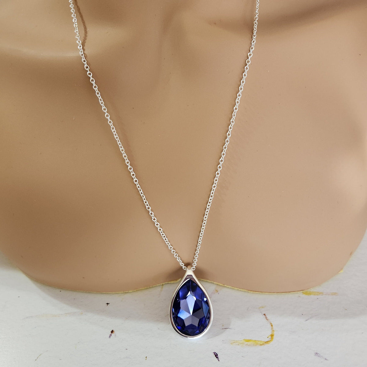 Crystal Pear Pendant Necklace - Teardrop Statement Jewelry