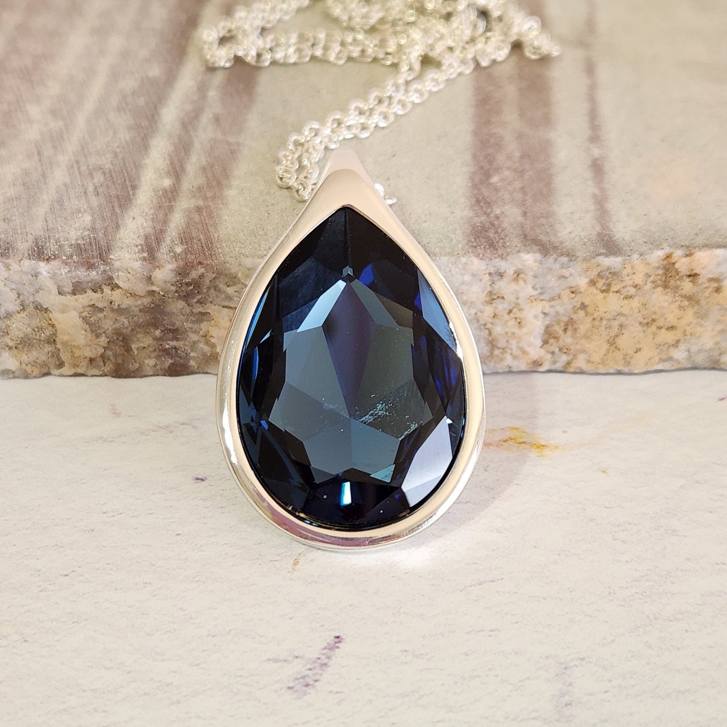 Crystal Pear Pendant Necklace - Teardrop Statement Jewelry