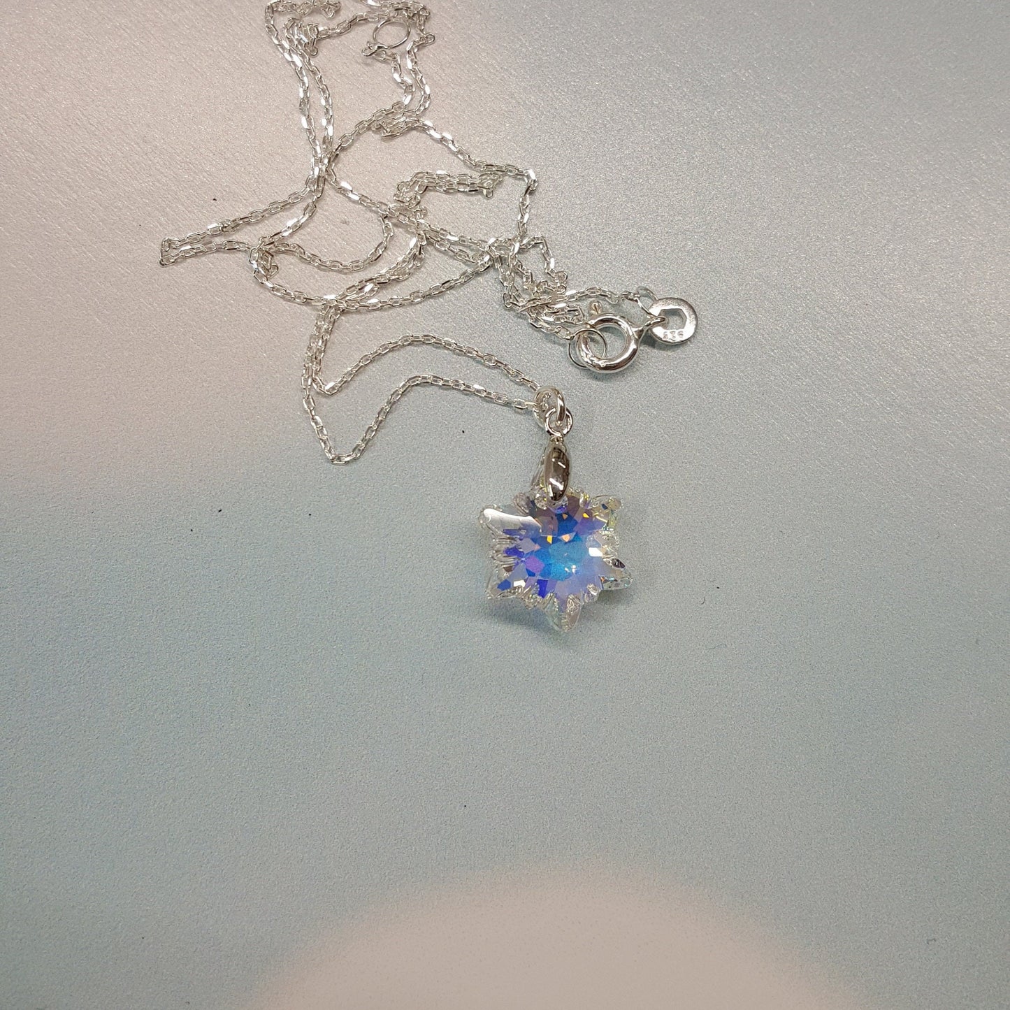 Crystal Snowflake Necklace - Sterling Silver Winter Pendant