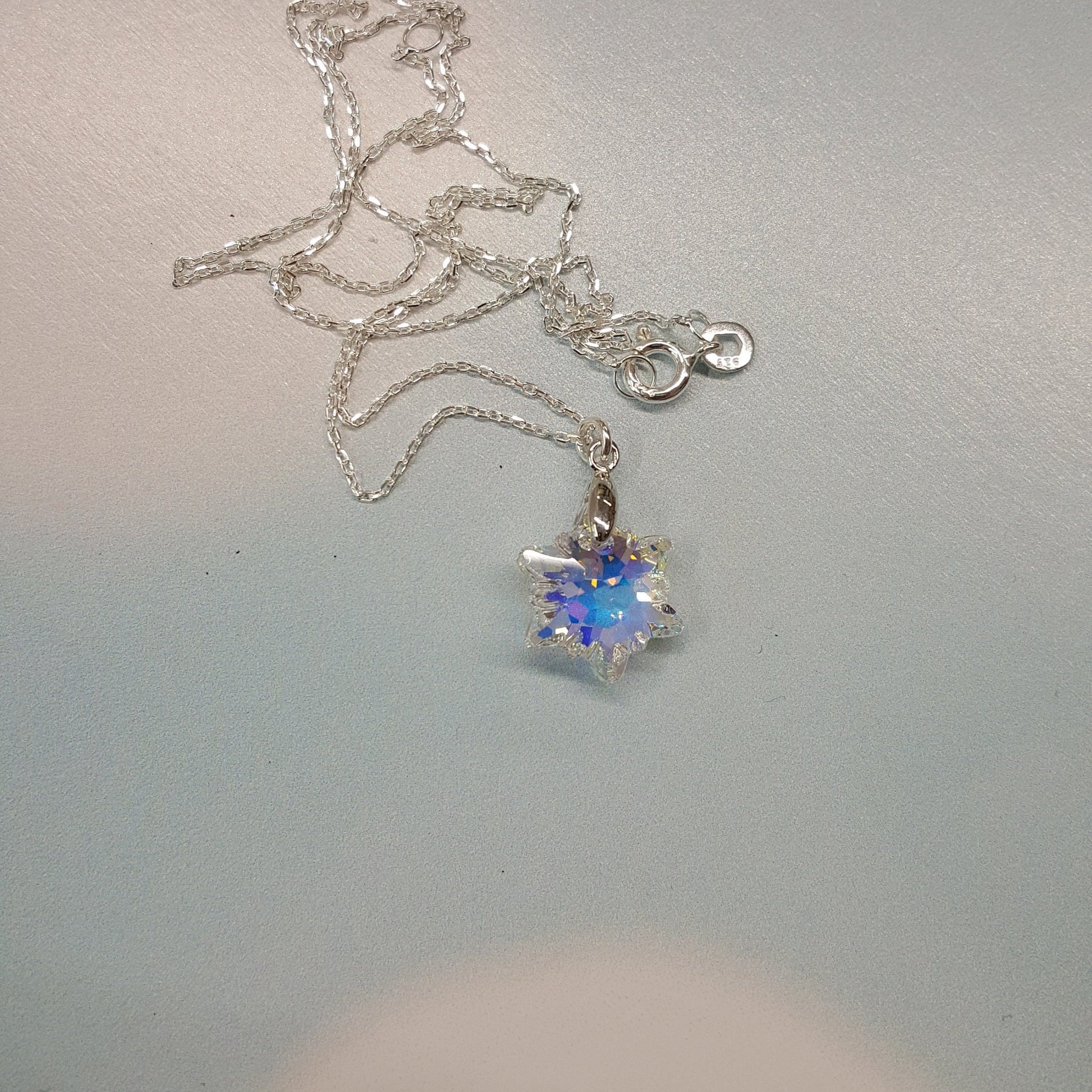 Crystal Snowflake Necklace - Sterling Silver Winter Pendant