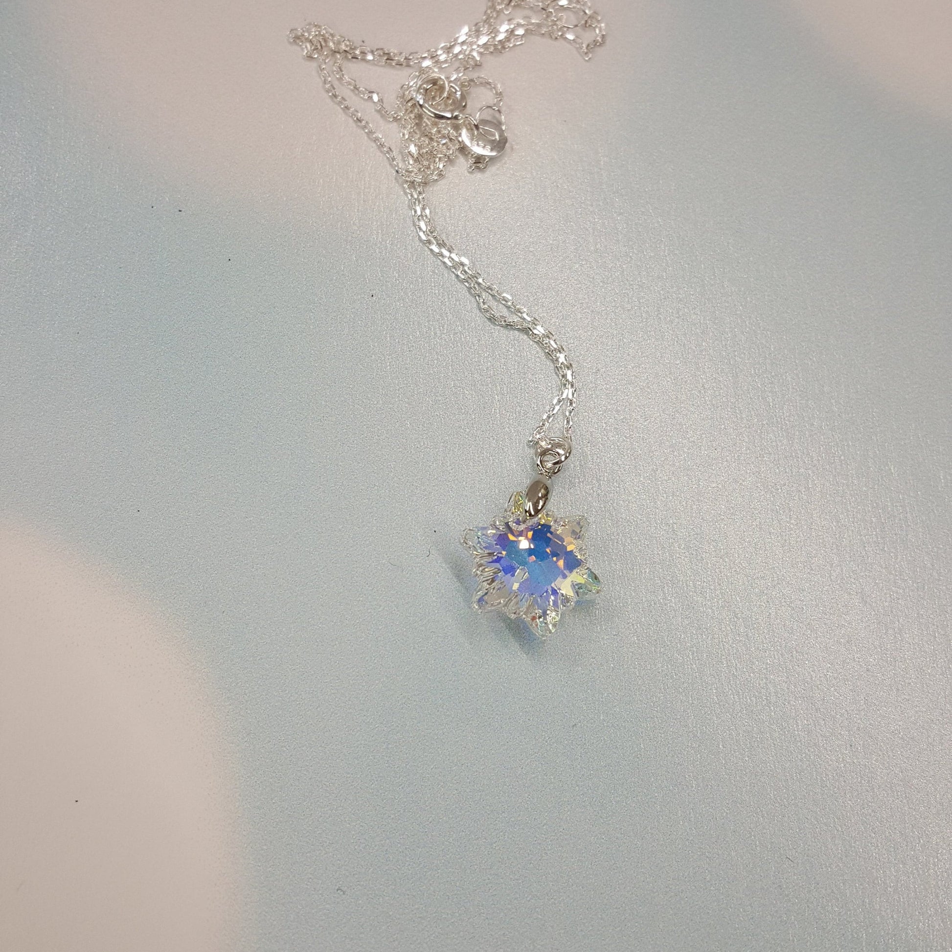 Crystal Snowflake Necklace - Sterling Silver Winter Pendant