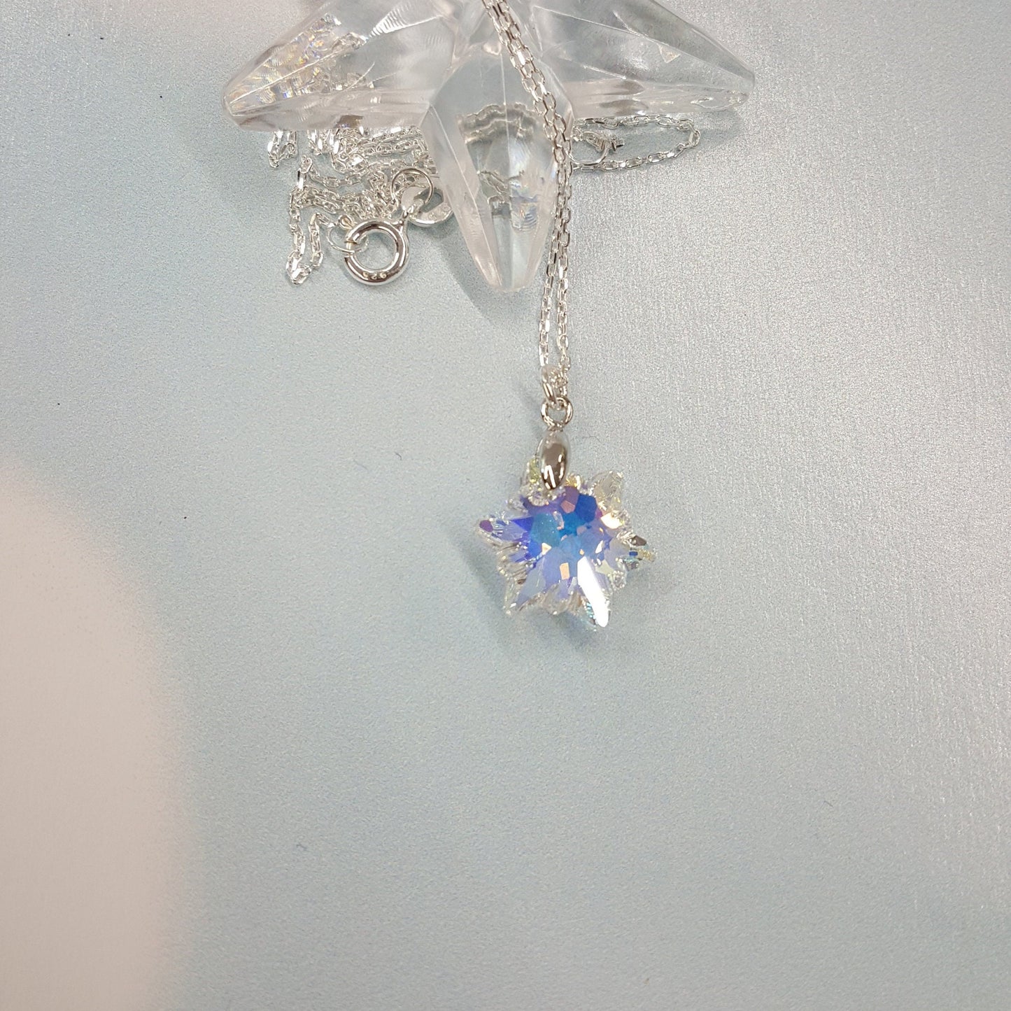 Crystal Snowflake Necklace - Sterling Silver Winter Pendant