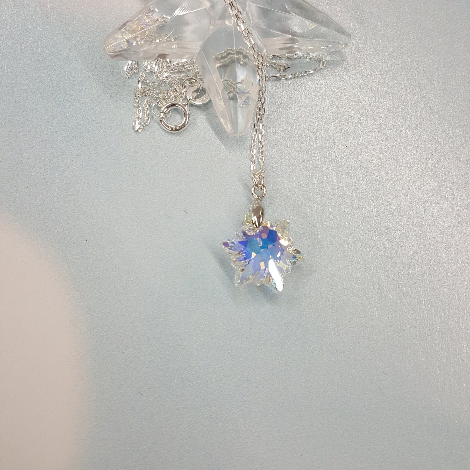 Crystal Snowflake Necklace - Sterling Silver Winter Pendant