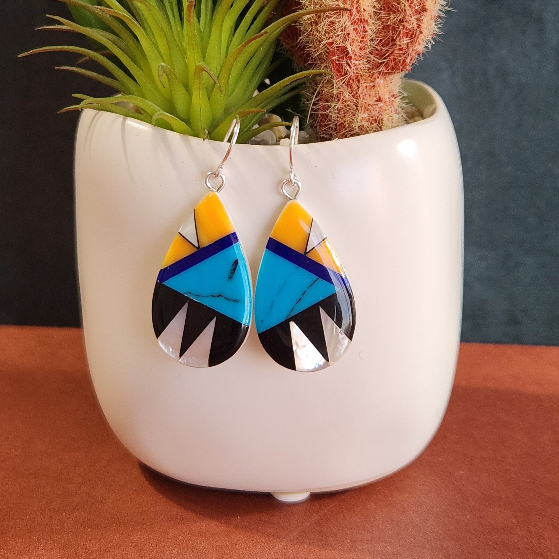 Mother-Of-Pearl and Resin Teardrop Earrings