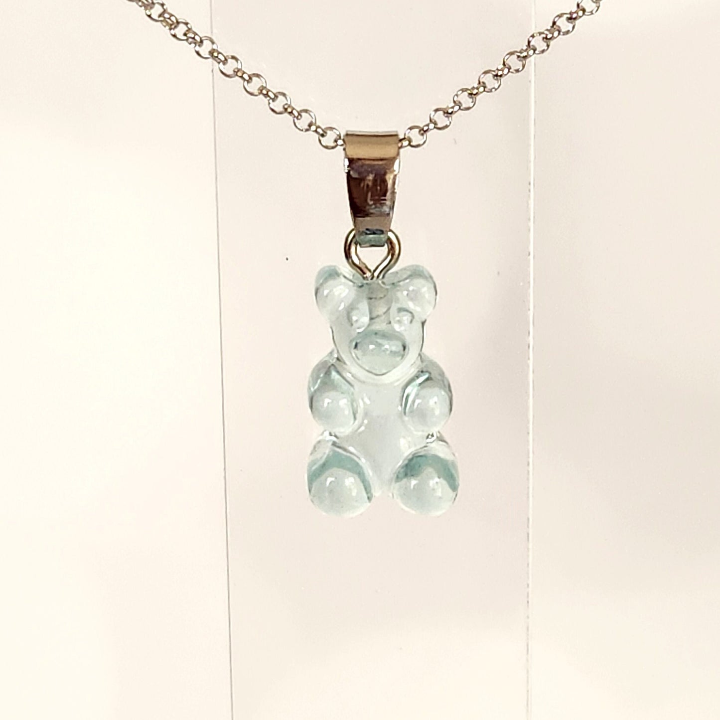 Cute Gummi Bear Pendant Necklace, Gift For Her, Kids Jewelry, Child Necklace, Silver Necklace, Teddy Bear Necklace, Dainty Necklace, Animal