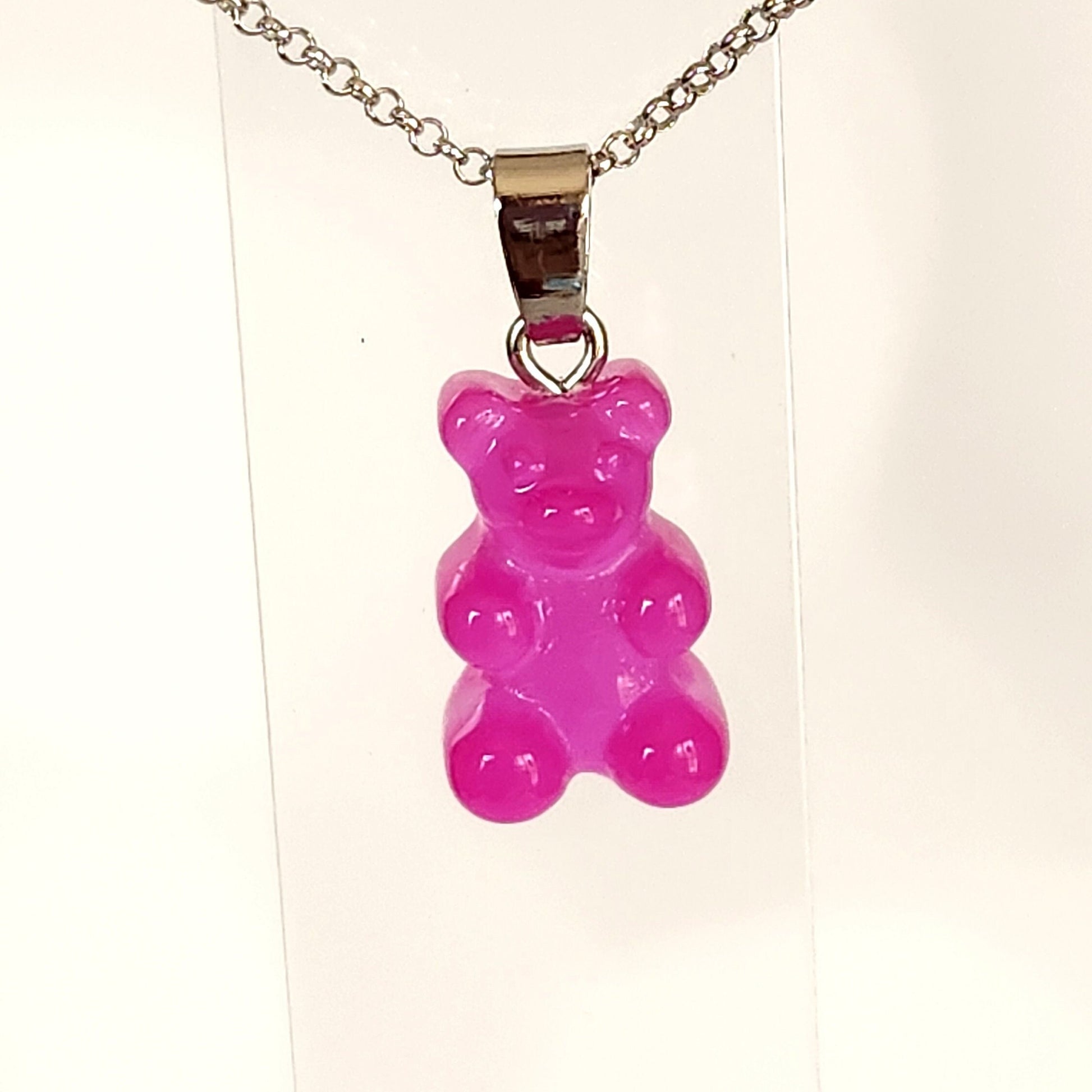 Cute Gummi Bear Pendant Necklace, Gift For Her, Kids Jewelry, Child Necklace, Silver Necklace, Teddy Bear Necklace, Dainty Necklace, Animal