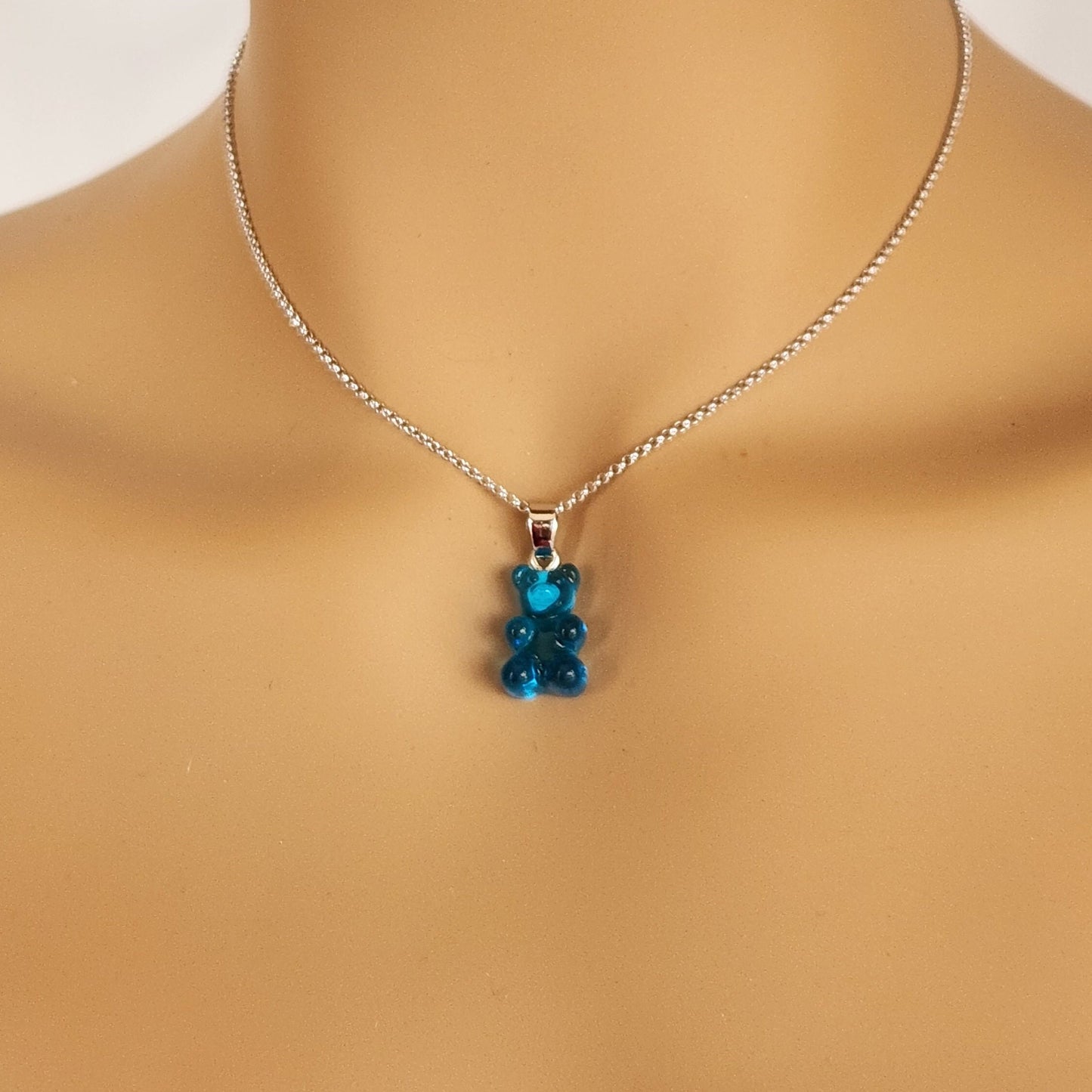 Cute Gummi Bear Pendant Necklace, Gift For Her, Kids Jewelry, Child Necklace, Silver Necklace, Teddy Bear Necklace, Dainty Necklace, Animal