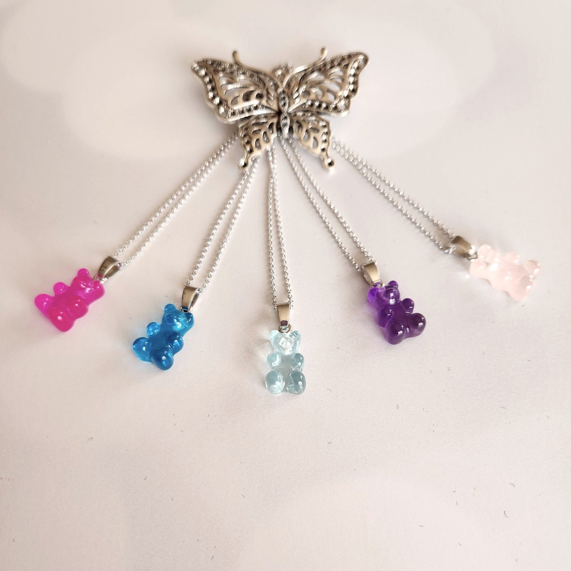 Gummi Bear Pendant Necklace - Sterling Silver Chain, Kids Jewelry