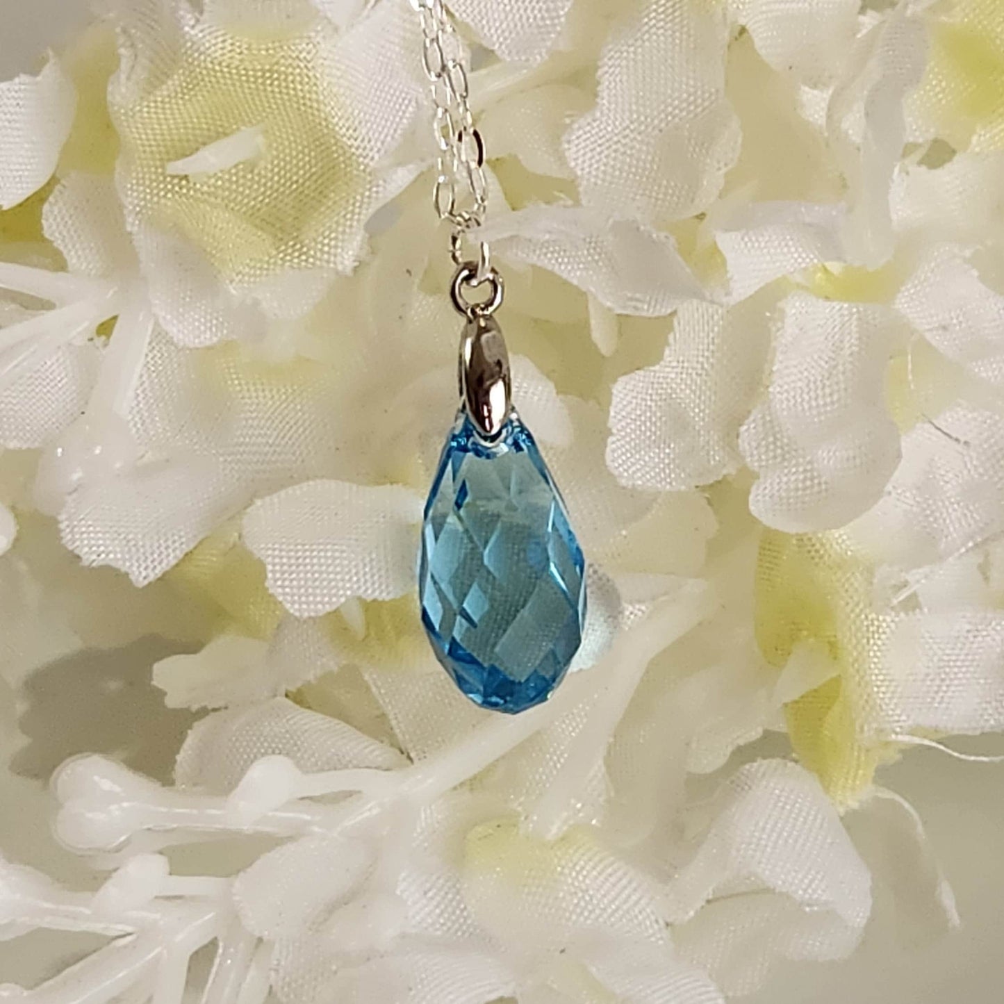 Crystal Necklace, Aquamarine Pendant Necklace, March Birthday Gift, Gift For Her, Dainty Necklace, Bridal Necklace, Birthstone Necklace