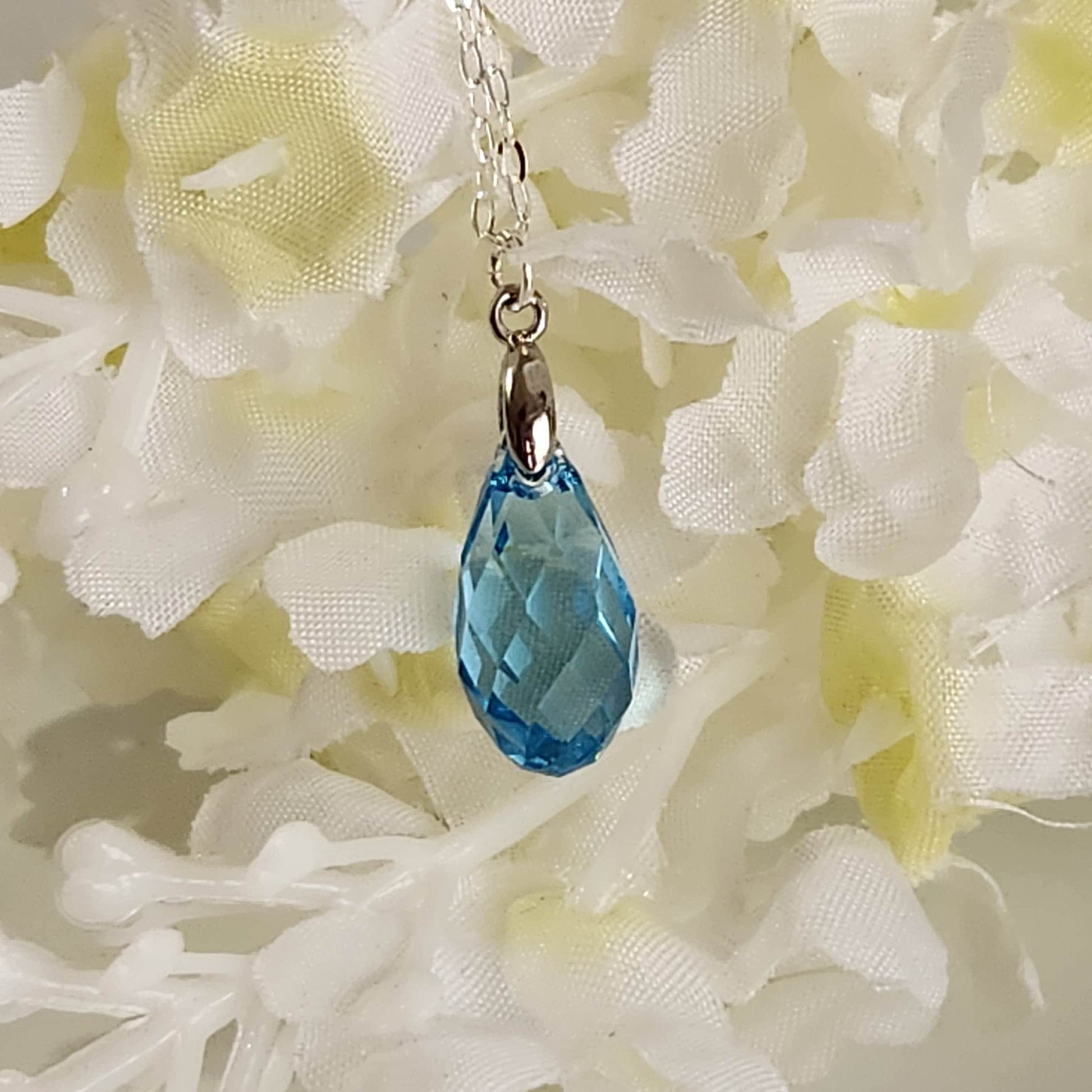 Crystal Necklace, Aquamarine Pendant Necklace, March Birthday Gift, Gift For Her, Dainty Necklace, Bridal Necklace, Birthstone Necklace