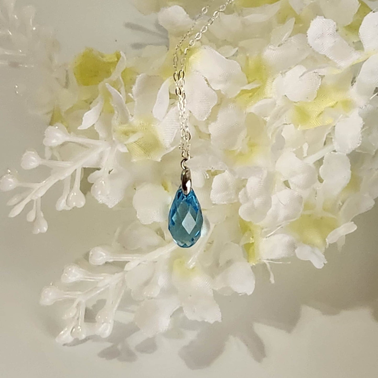 Crystal Necklace, Aquamarine Pendant Necklace, March Birthday Gift, Gift For Her, Dainty Necklace, Bridal Necklace, Birthstone Necklace