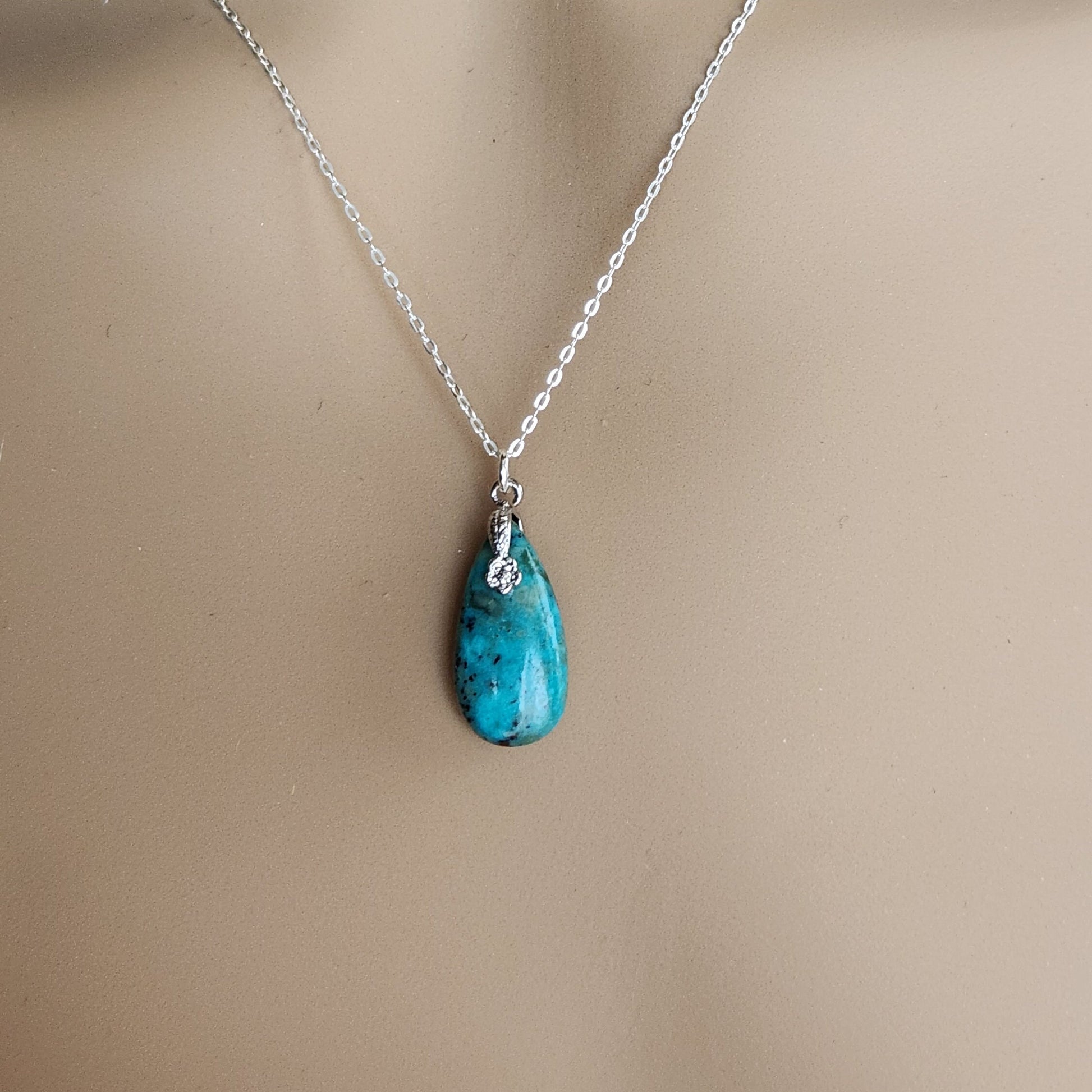 Turquoise Necklace, Gemstone Necklace, Pendant, Natural Turquoise, Blue Turquoise, December Birthstone, Gift For Her, Birthday Gift, Genuine