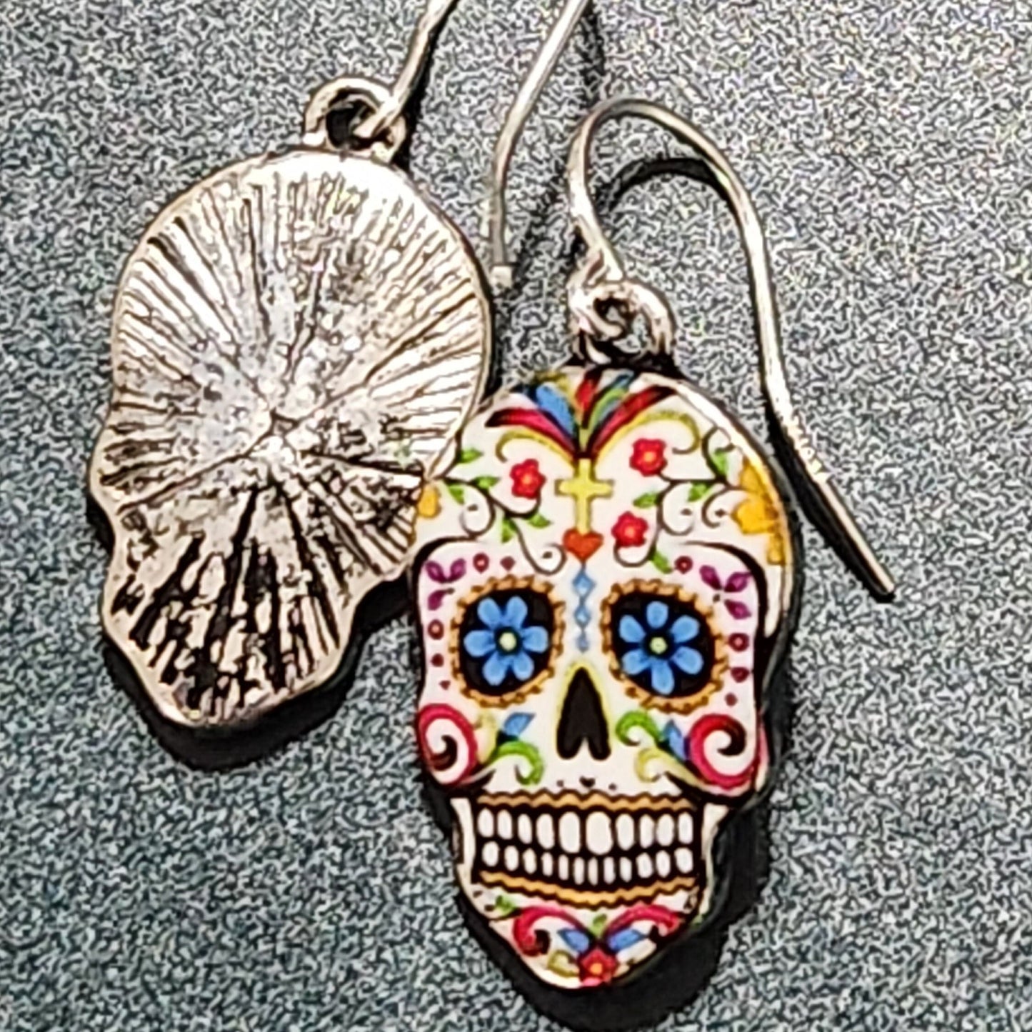 Day Of The Dead Earrings, Dia De Los Muertos, Sugar Skull Earrings, Gift For Her, Gift For Him, Boho Earrings, Skeleton Earrings, Flower