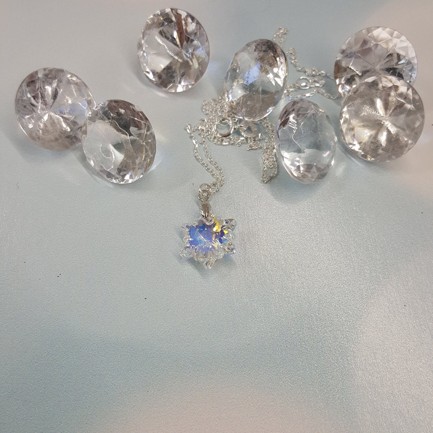 Crystal Snowflake Necklace - Sterling Silver Winter Pendant