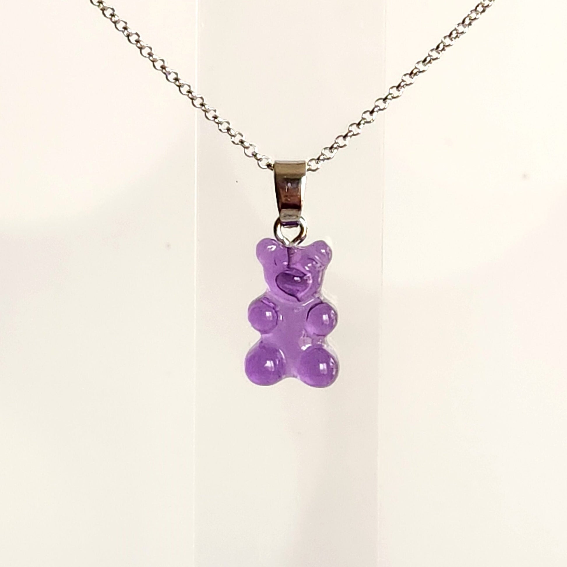 Cute Gummi Bear Pendant Necklace, Gift For Her, Kids Jewelry, Child Necklace, Silver Necklace, Teddy Bear Necklace, Dainty Necklace, Animal