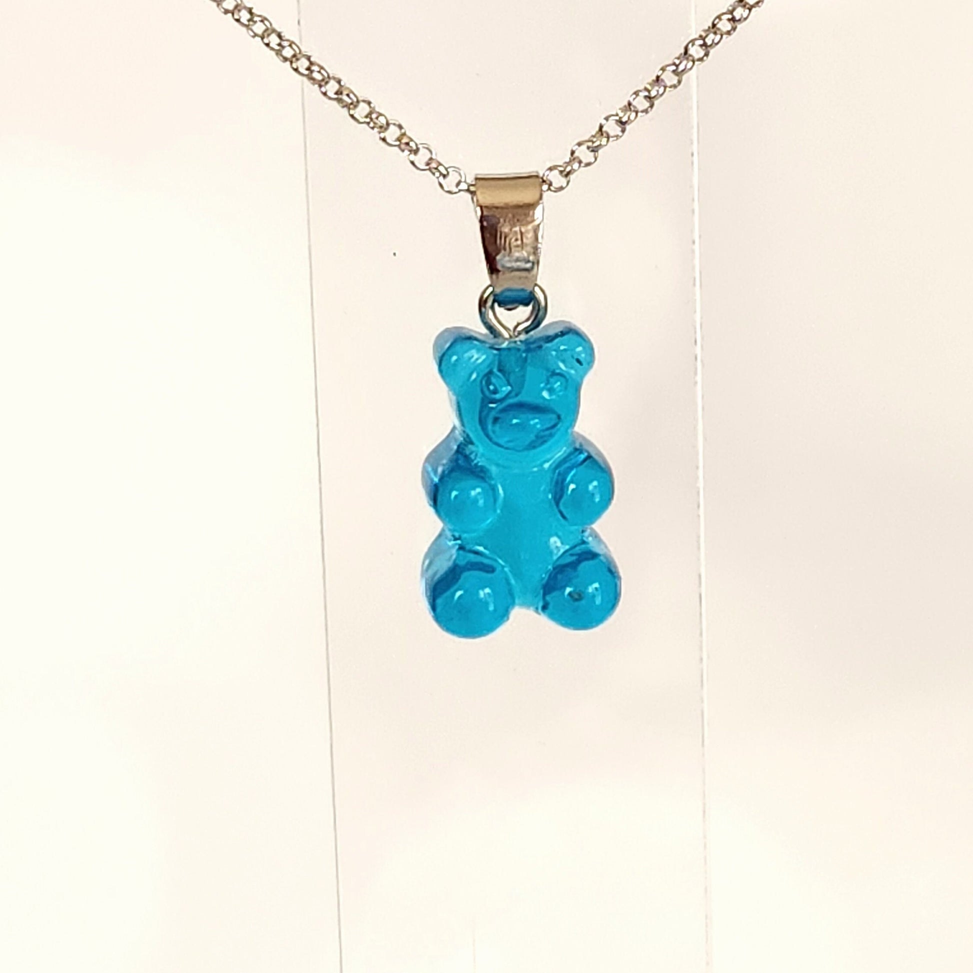 Cute Gummi Bear Pendant Necklace, Gift For Her, Kids Jewelry, Child Necklace, Silver Necklace, Teddy Bear Necklace, Dainty Necklace, Animal