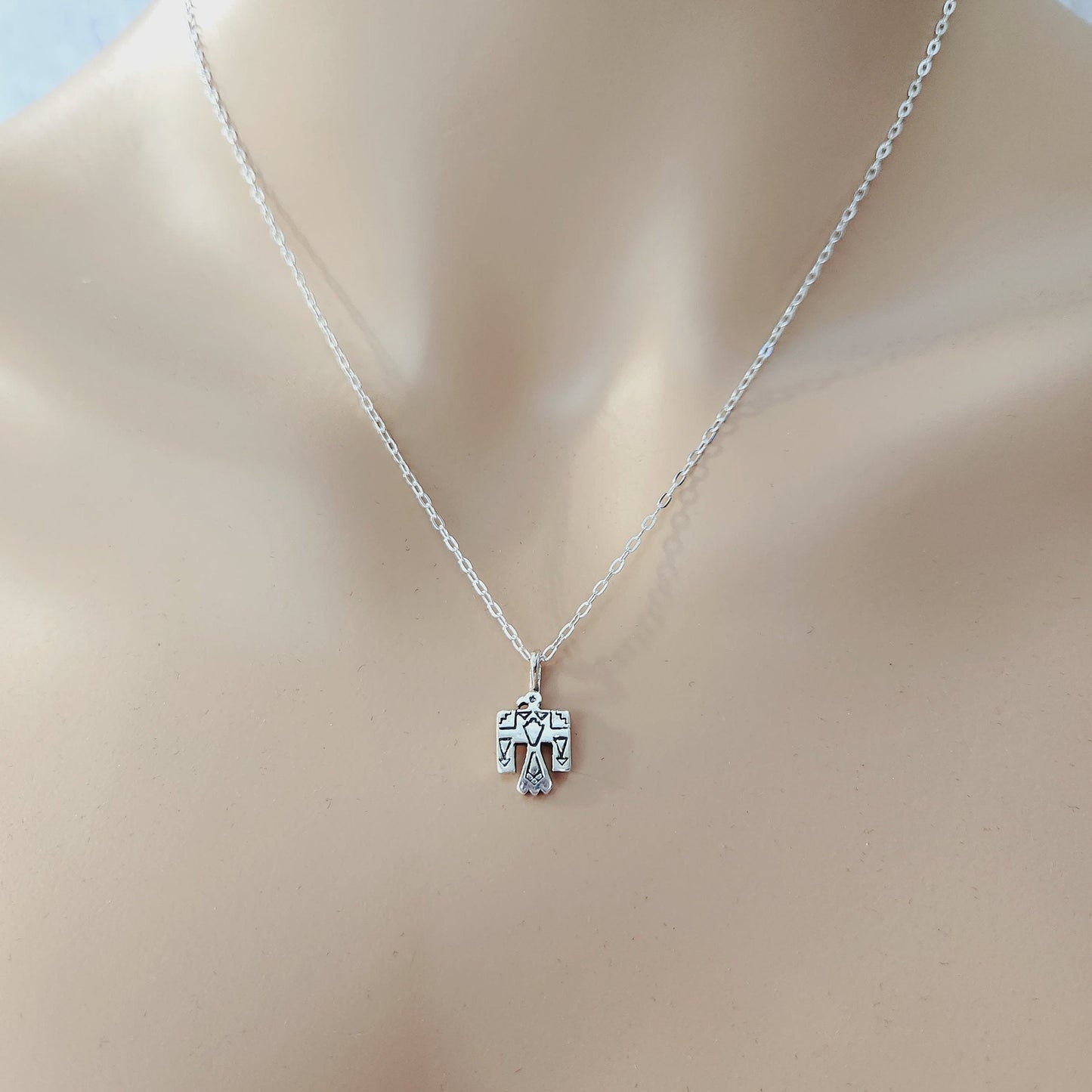 Thunderbird Pendant Necklace, Sterling Silver, Southwest Necklace, Western Necklace, Western Jewelry, Native American Bird Necklace