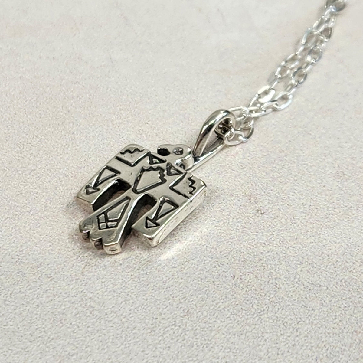 Sterling Silver Thunderbird Pendant Necklace - Western Design Jewelry