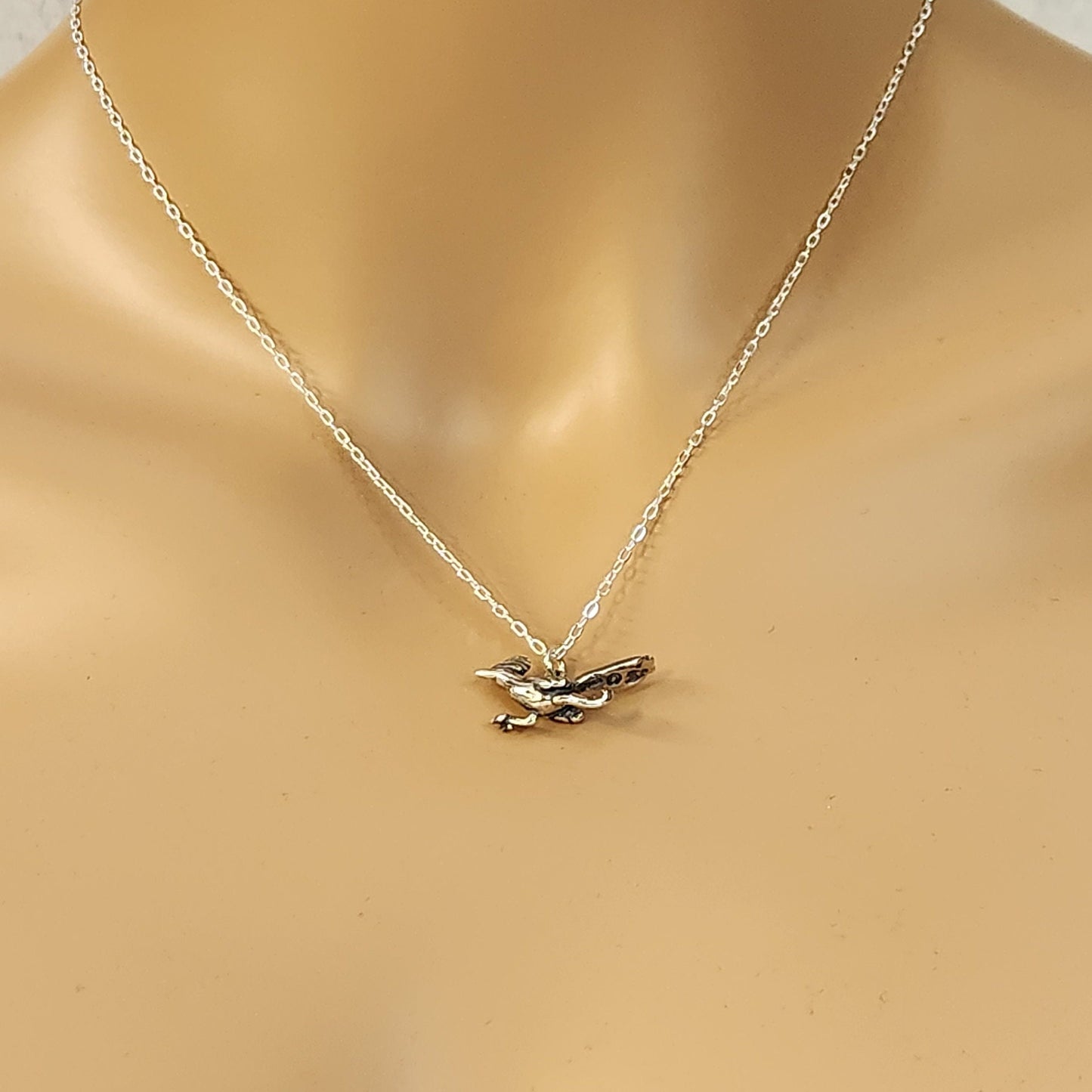 Sterling Silver Roadrunner Pendant Necklace - Southwest Bird Jewelry