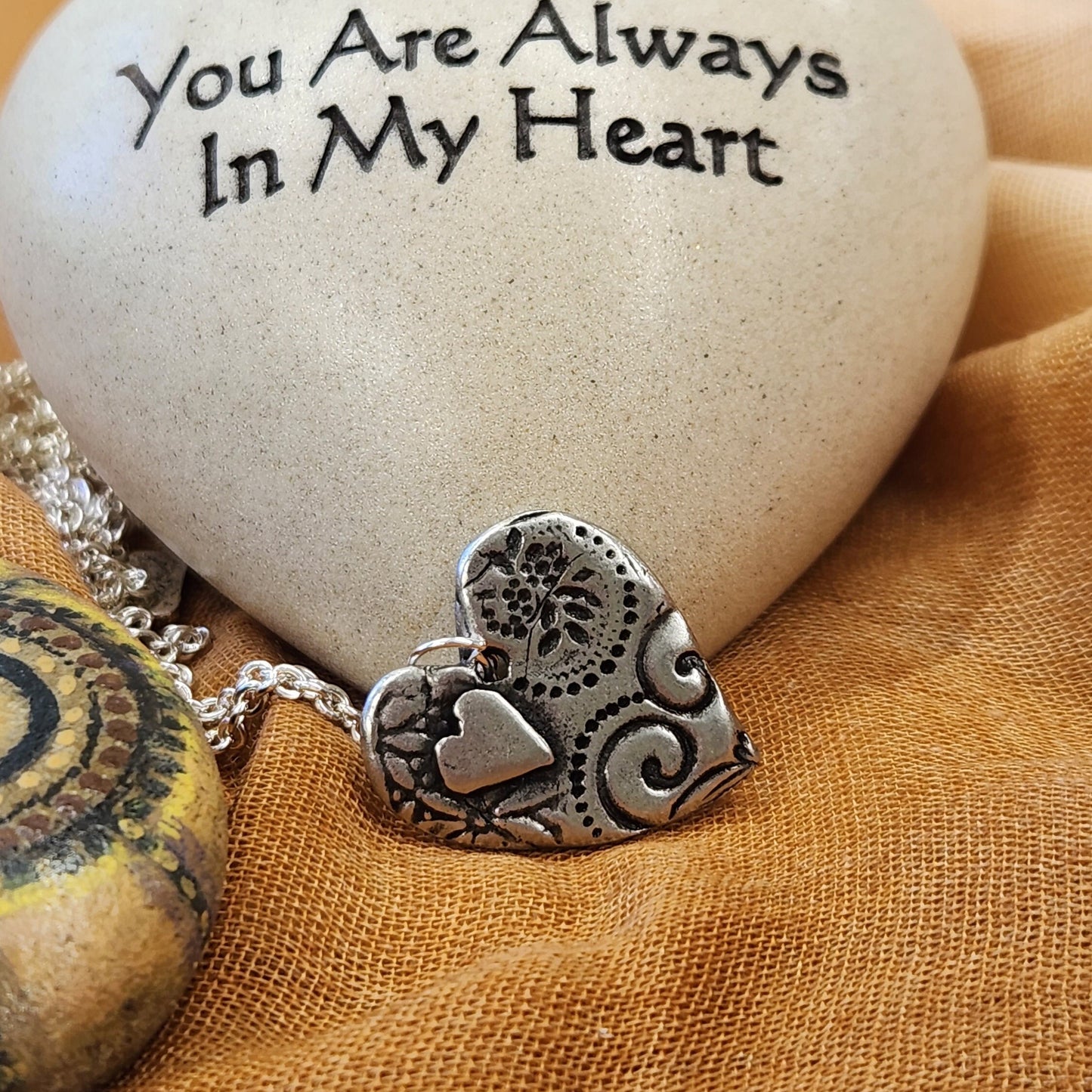 Silver Heart Necklace - Handmade Pendant Gift for Her