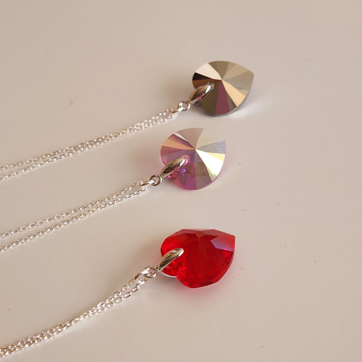 Valentine's Day Gift, Gift For Her, Austrian Crystal Heart Pendant Necklace, Sterling Silver Chain, Adjustable Length 16 Inch and 18 Inch