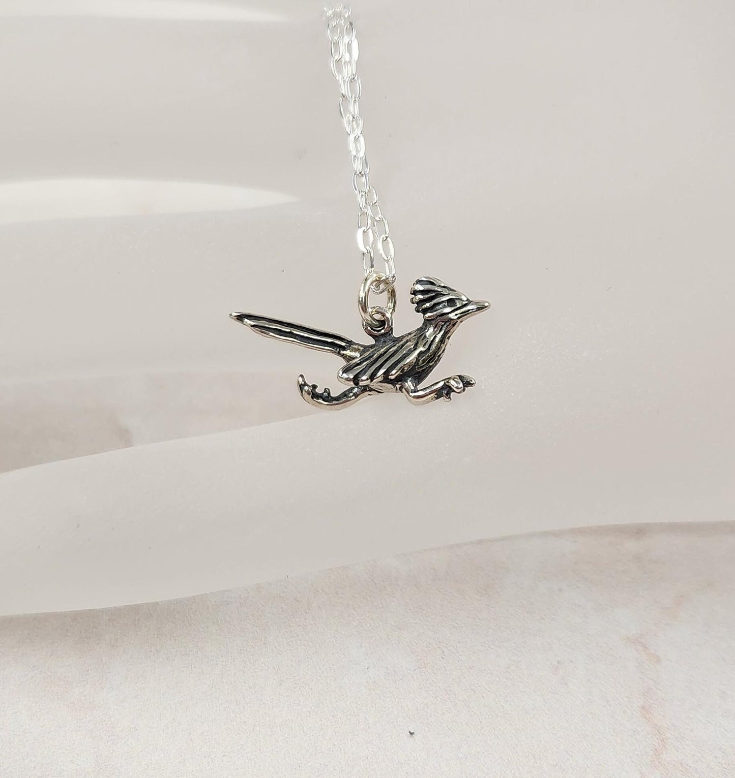 Sterling Silver Roadrunner Pendant Necklace - Southwest Bird Jewelry
