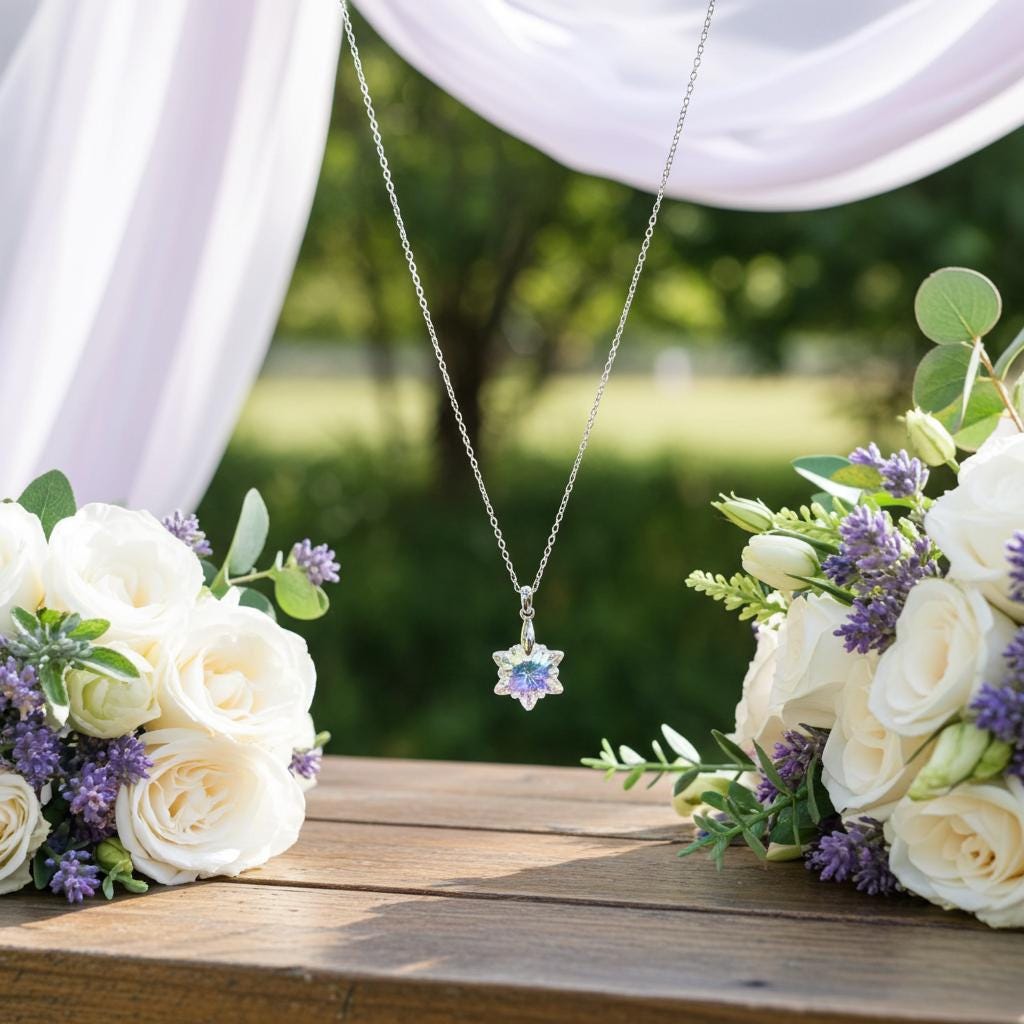 Crystal Snowflake Necklace - Sterling Silver Winter Pendant