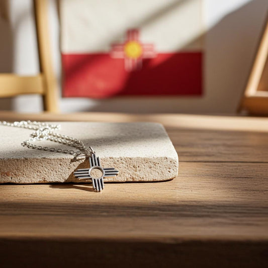 Sterling Silver Zia Sun Pendant Necklace - Southwest Pueblo Design Jewelry