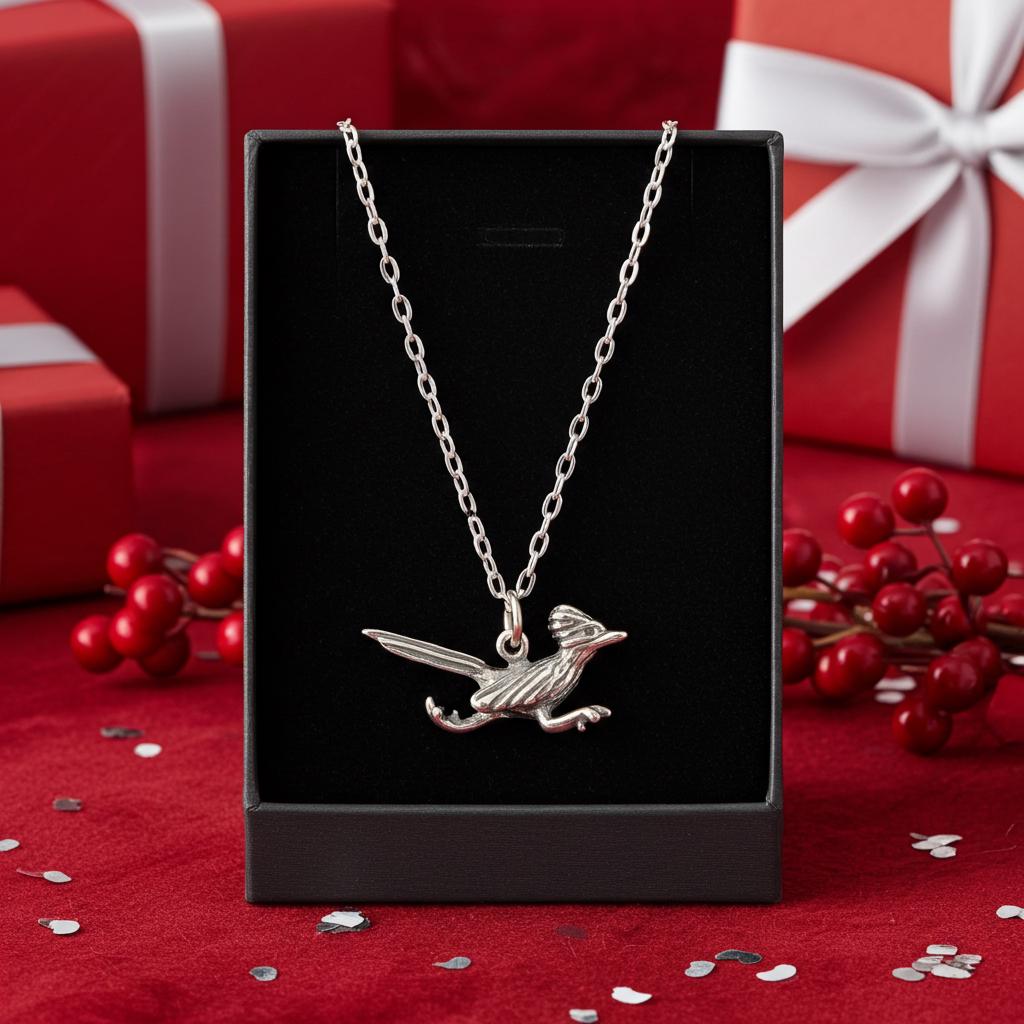 Sterling Silver Roadrunner Pendant Necklace - Southwest Bird Jewelry