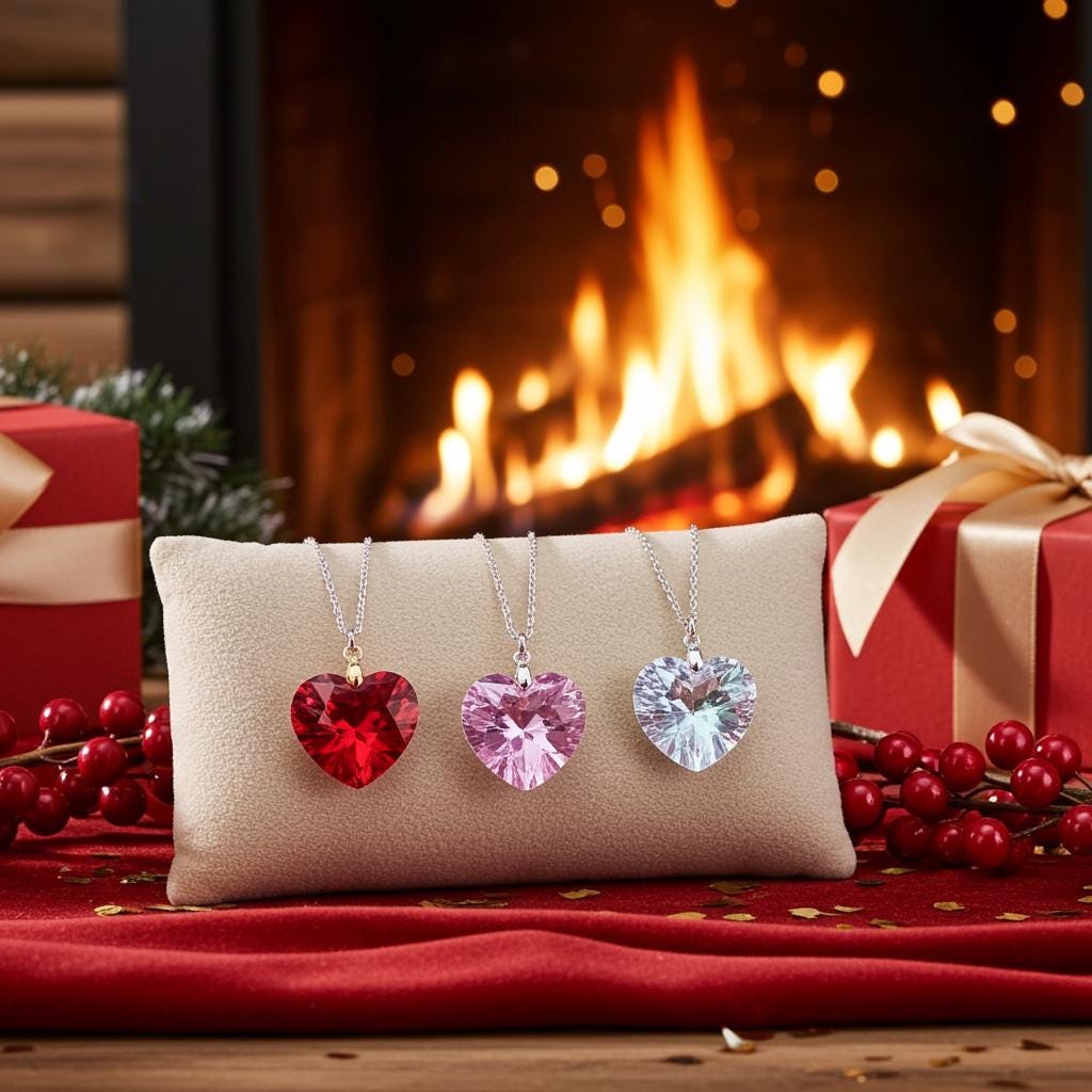 Austrian Crystal Heart Pendant Necklace - Sterling Silver Chain, Valentine's Gift