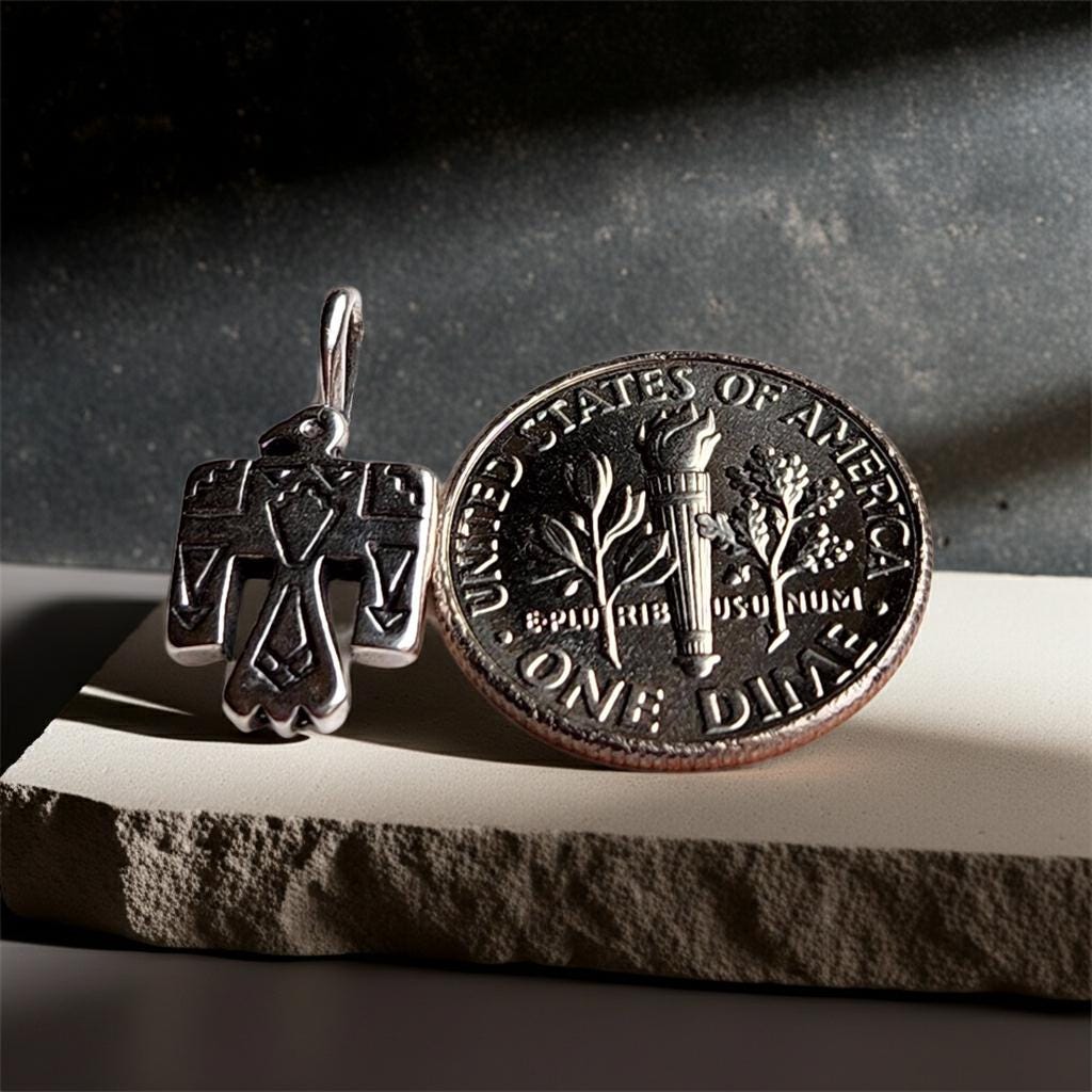 Sterling Silver Thunderbird Pendant Necklace - Western Design Jewelry