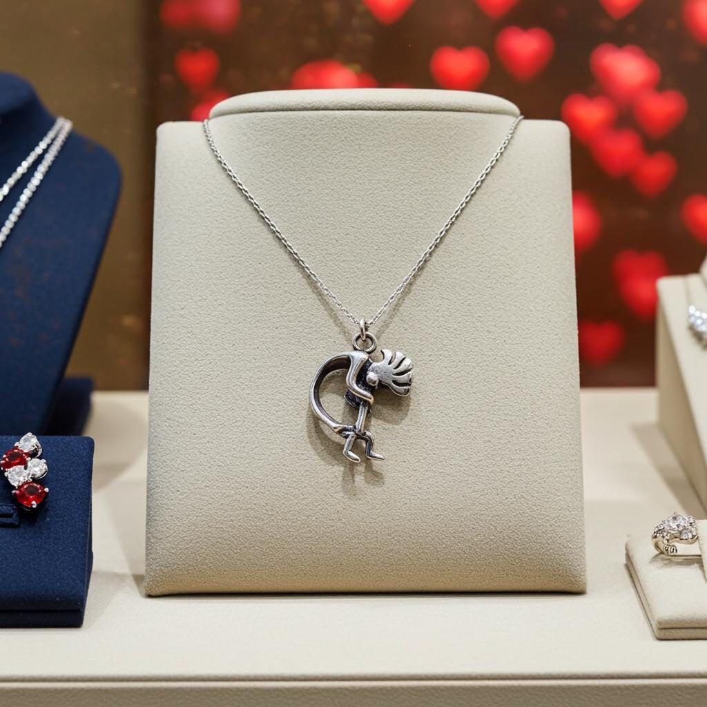 3D Sterling Silver Kokopelli Pendant Necklace - Southwest
