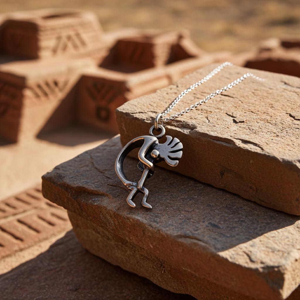 Sterling Silver Kokopelli Necklace - 3D Southwest Pendant - Native American Inspired Jewelry