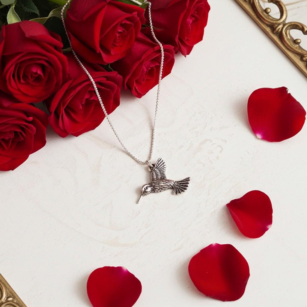 Sterling Silver Hummingbird Necklace - Southwest Nature Jewelry - Bird Pendant Gift