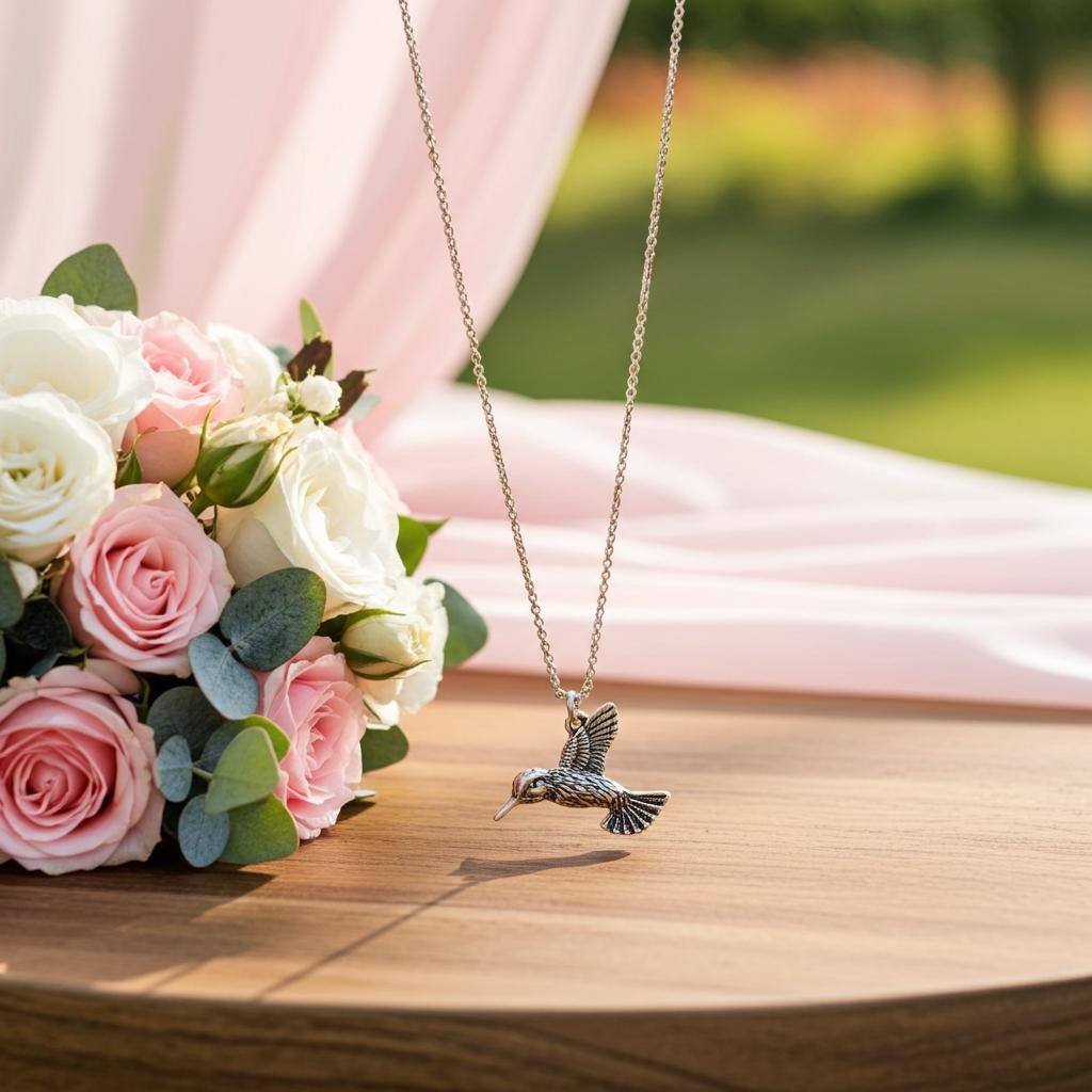 Sterling Silver Hummingbird Necklace - Southwest Nature Jewelry - Bird Pendant Gift