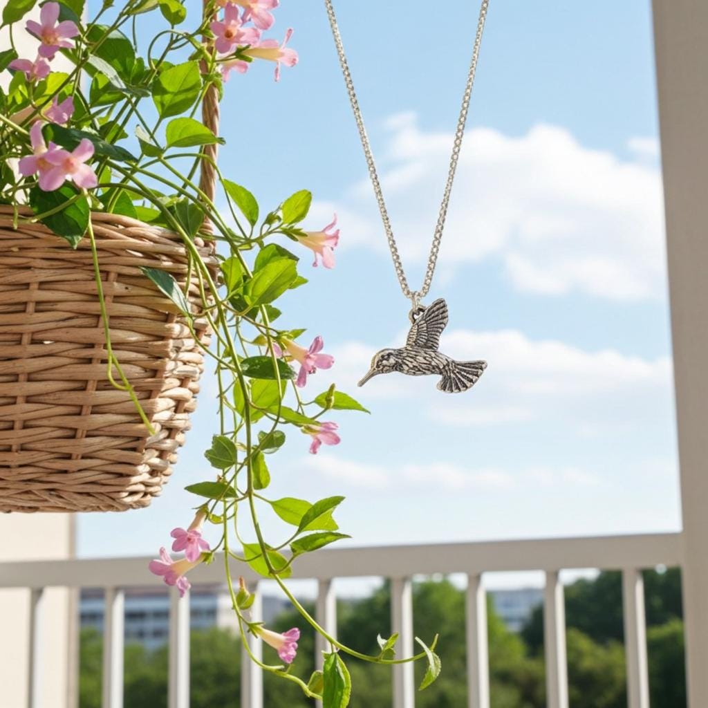 Sterling Silver Hummingbird Necklace - Southwest Nature Jewelry - Bird Pendant Gift