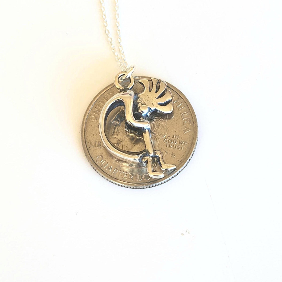 Sterling Silver Kokopelli Necklace - 3D Southwest Pendant - Native American Inspired Jewelry